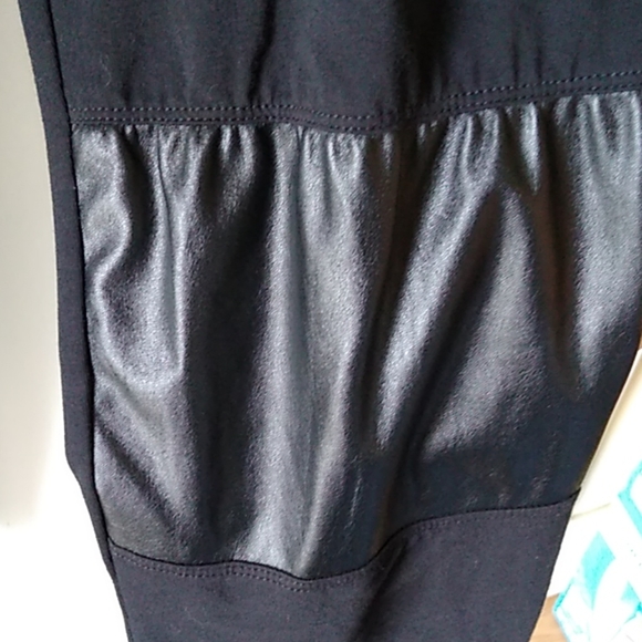 Allen B. Leggings Black w/Faux Leather Size L XL - Picture 2 of 6